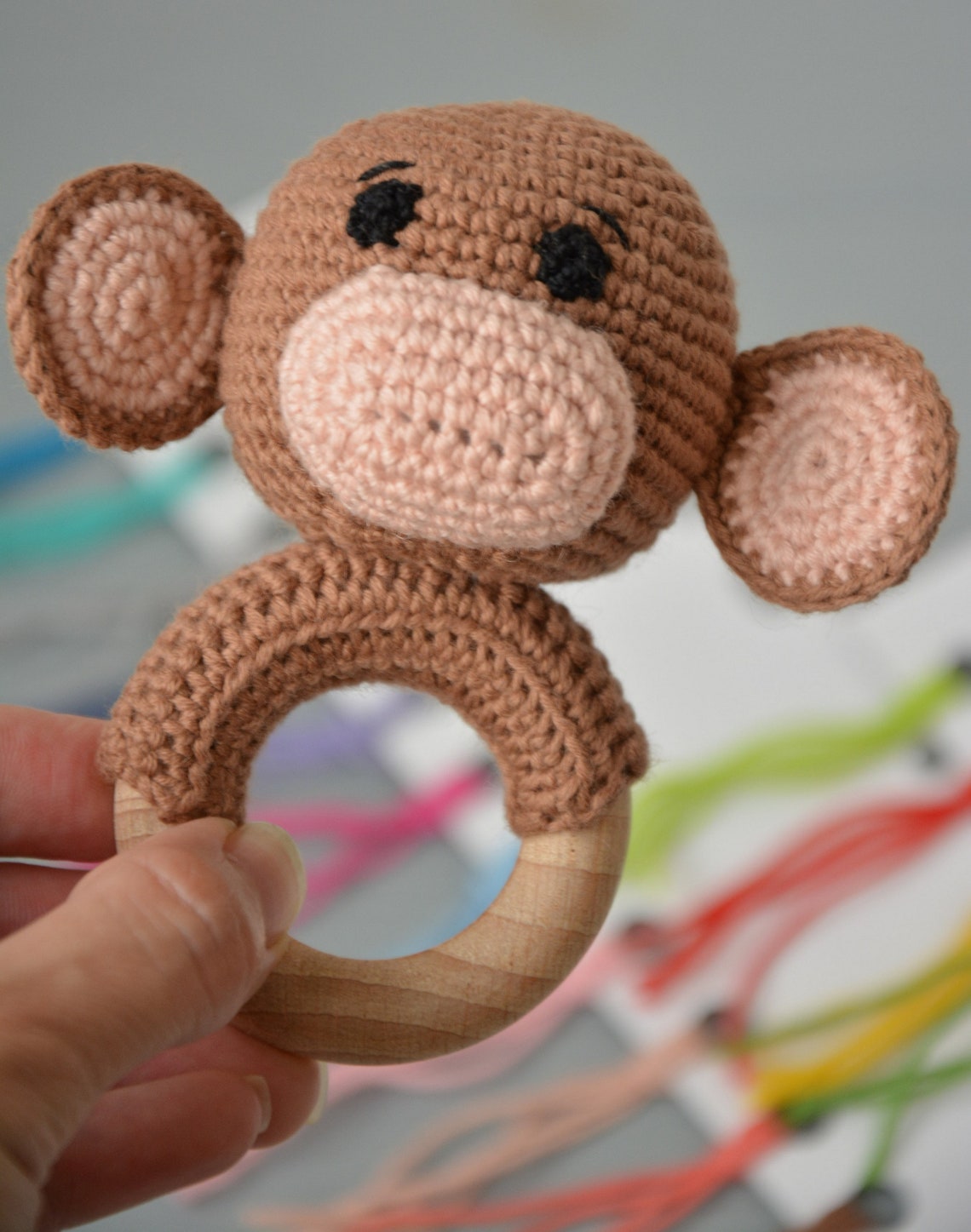Crochet Monkey Rattle Pattern Cute Crochet Baby Toys Easy Etsy