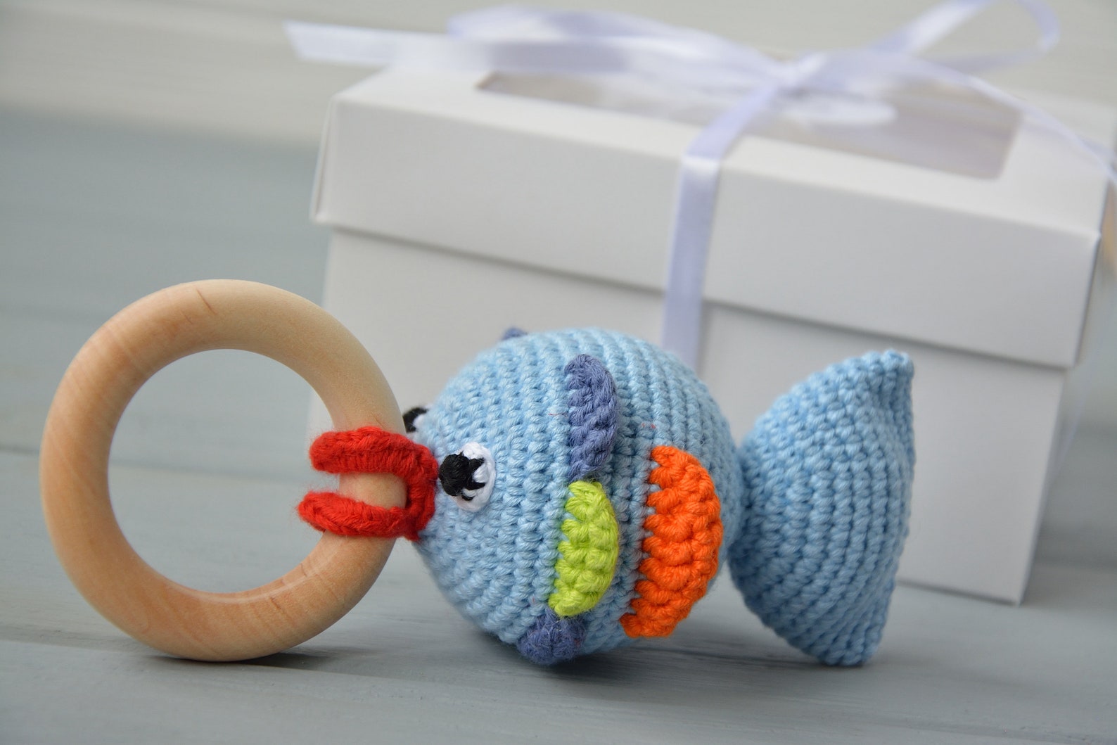 Fish Baby Rattle Crochet Teething Toy Ocean Baby Shower Theme Etsy