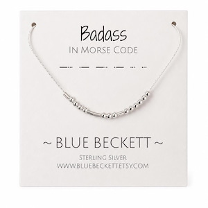 BADASS Morse Code Necklace - Sterling Silver or Gold Filled / Personalize with Your Word Choice