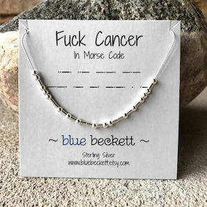Collana con codice Morse FUCK CANCER / Argento Sterling / Personalizzabile con parole/nomi e colori diversi / Il cancro fa schifo
