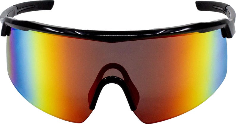 E3 Optics E3-C2 red mirror polarized lens, shiny black frame sunglasses - polarized performance eyewear for fishing, hiking, and outdoor sports