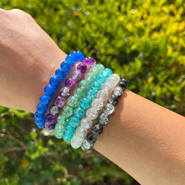 Crackle Glass Beaded Stretch Bracelet | Buy 3 Get 1 FREE | Crackled Glass Stacking Bracelet