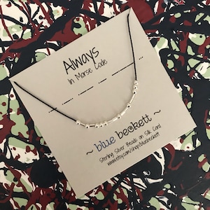Morse Code &#39;Always&#39; - Sterling Silver or 14K Gold Filled on Silk Cord - Personalize with Different Word/Name & Cord Color