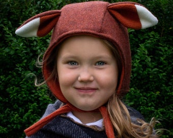Kids winter wool hat, Fox hat bonnet kids, Children wool winter hat bonnet, Ethical children clothes, Gifts for children, Fox ears