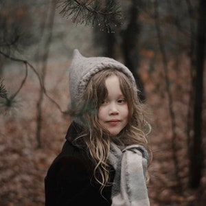 Pixie hat, Gnome wool hat for boy or girl.  Pixie hat cosy and stylish, Witch hat, Efl hat, Grey wool hat