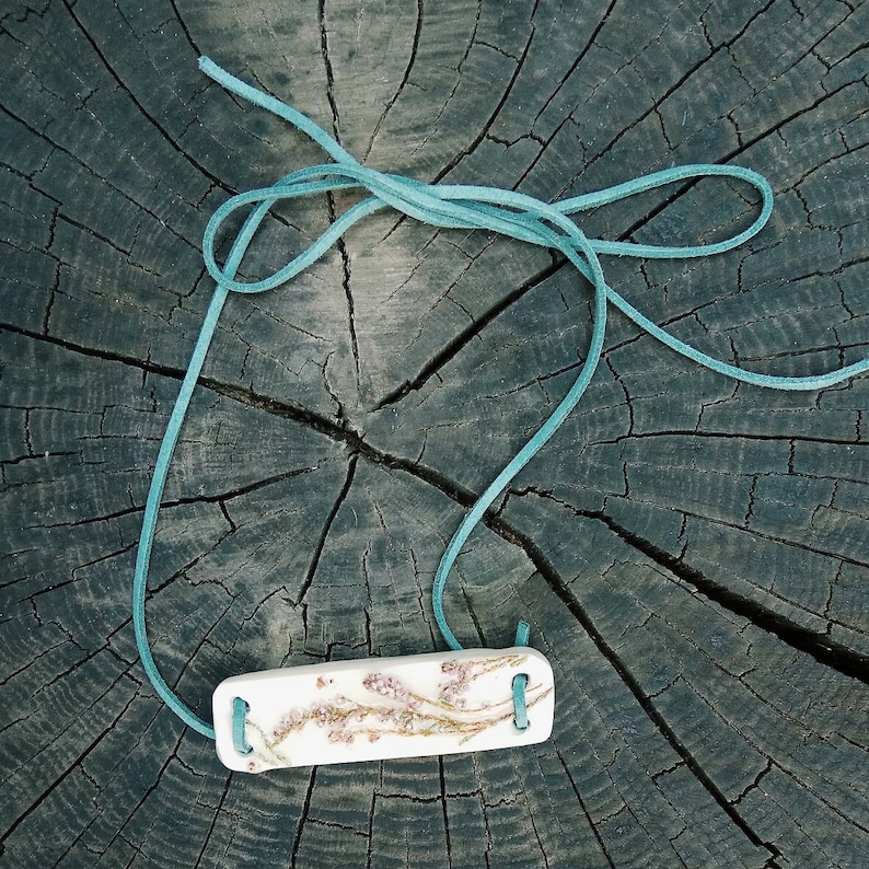 Pressed flowers necklace Bib resin necklace Real flowers necklace Clay necklace Provance style Boho necklace Boho chic Heather necklace