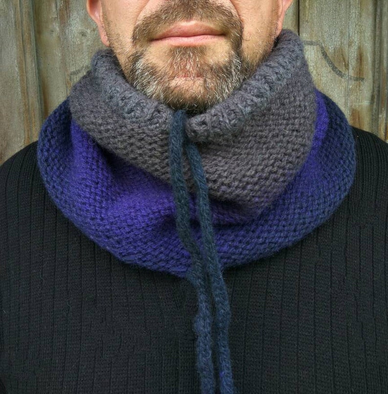 Wool scarf men Chunky snood scarf Men's hooded cowl Etsy