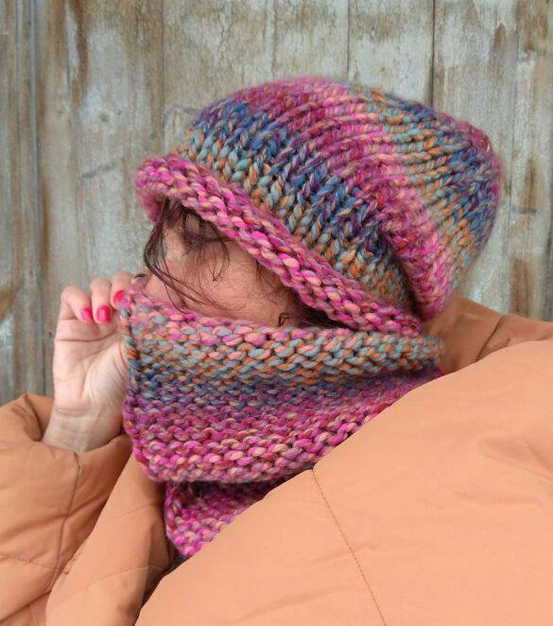 Oversize Slouchy Hat and Wool Chunky Snood