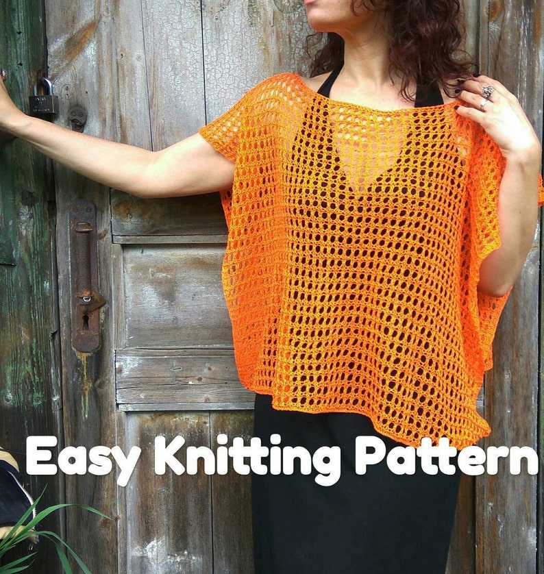 How to knit poncho sweater Cover up pattern Etsy