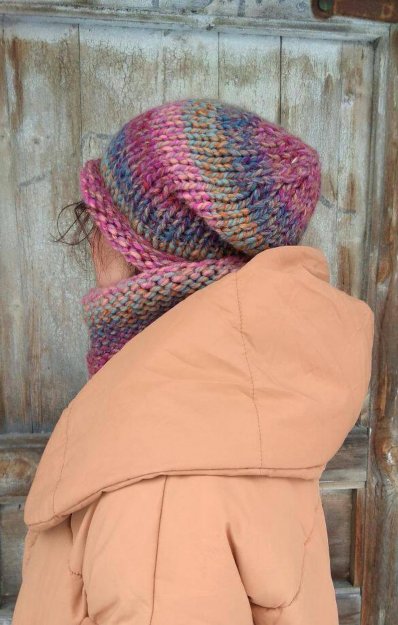 Oversize Slouchy Hat and Wool Chunky Snood