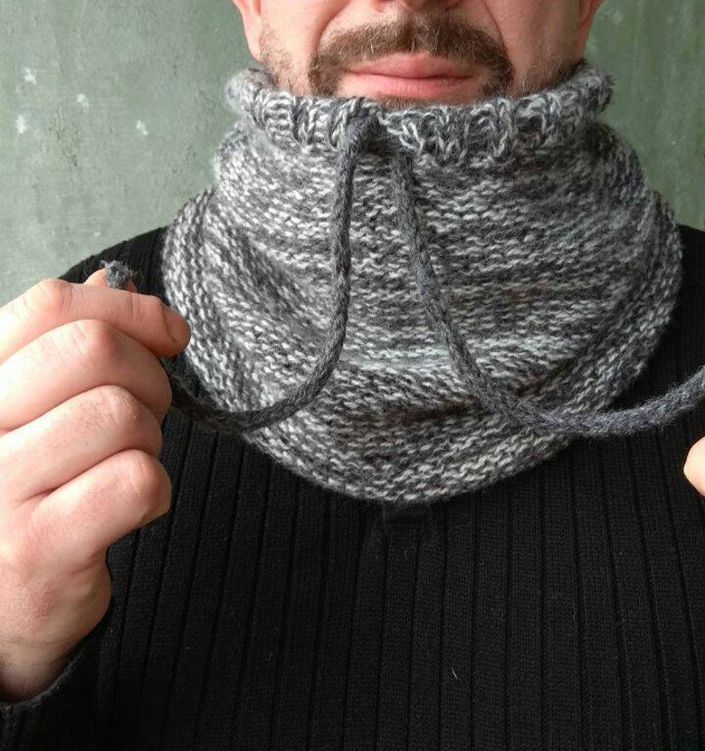 Neck warmer for men Wool chunky snood scarf Grey cowl neck Etsy