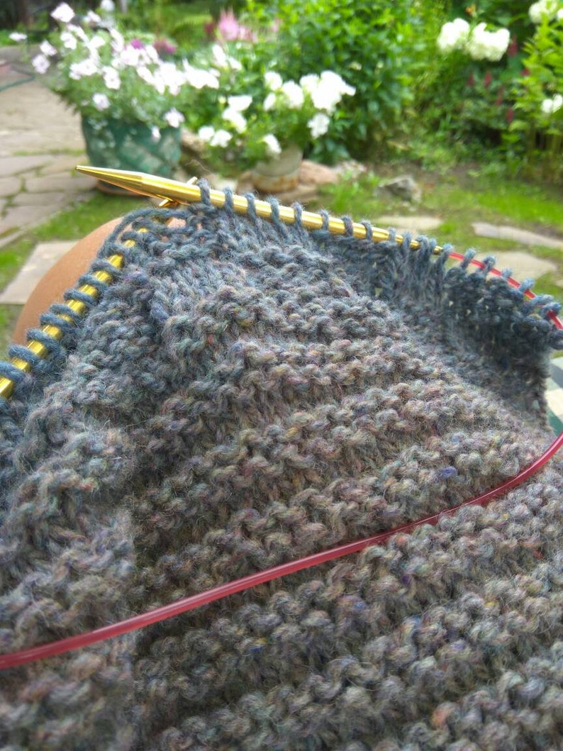 Hooded scarf for men knitted with organic wool Gift boyfriend ideas