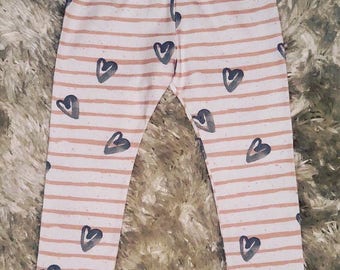 Baby pants - Kids leggings - Girl leggings - baby girl leggings - toddler leggings - Print pants - girl pants - pink heart stripes