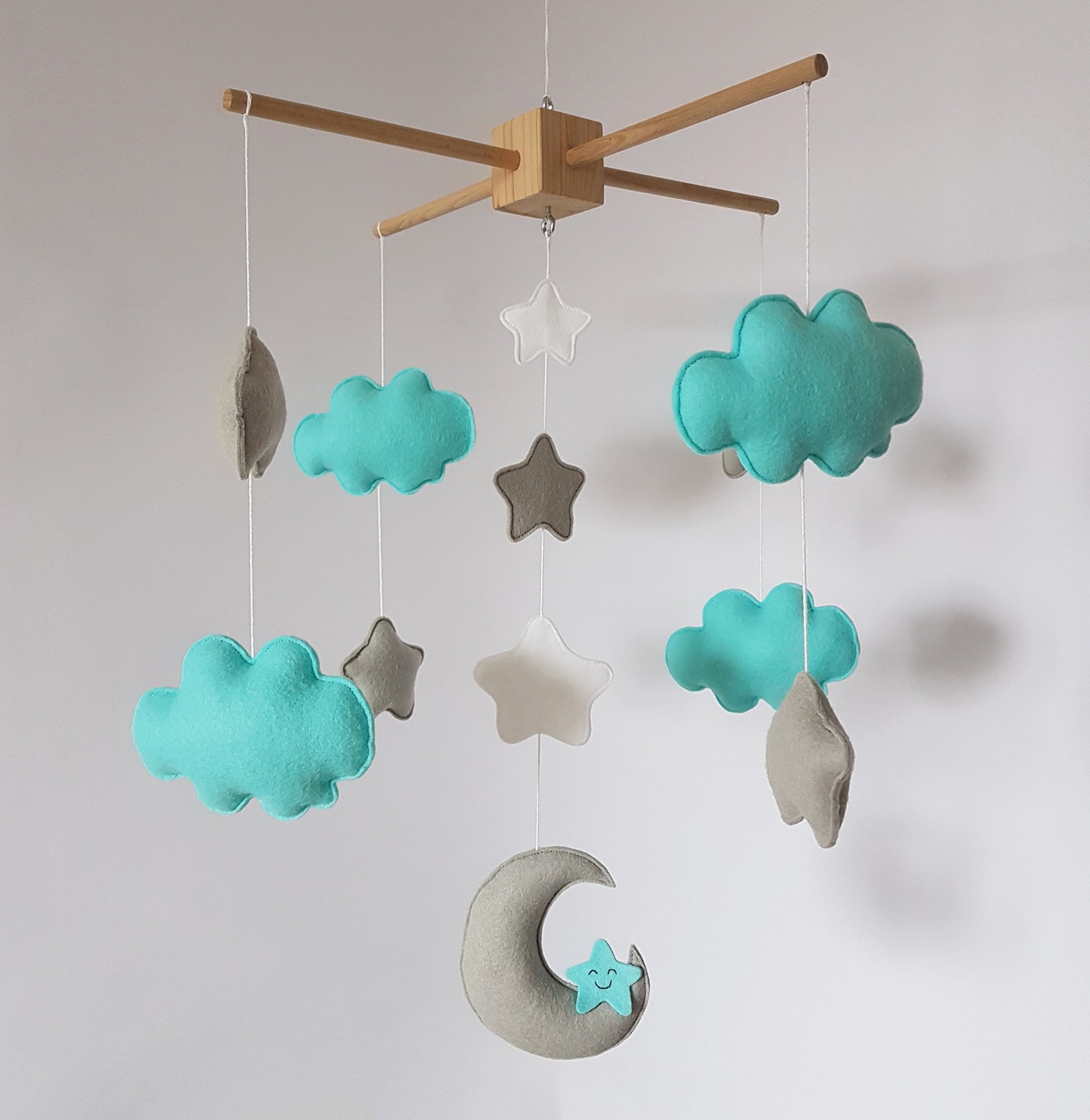 Moon Star and Cloud Mobile Nursery Mobile Clouds Stars Etsy