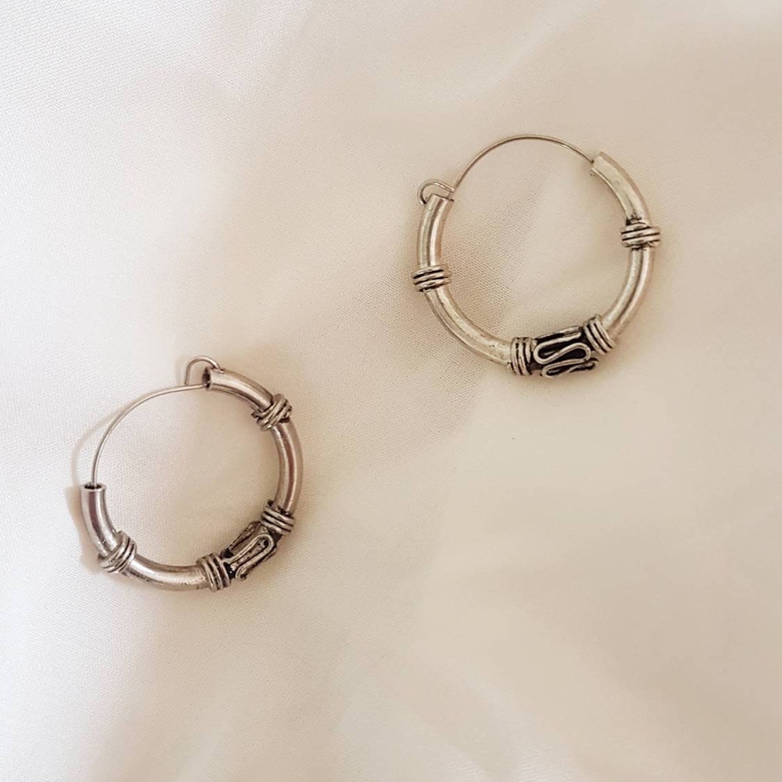 Bali Hoop Earrings Pair of Sterling Silver 925 Bali Hoop Etsy