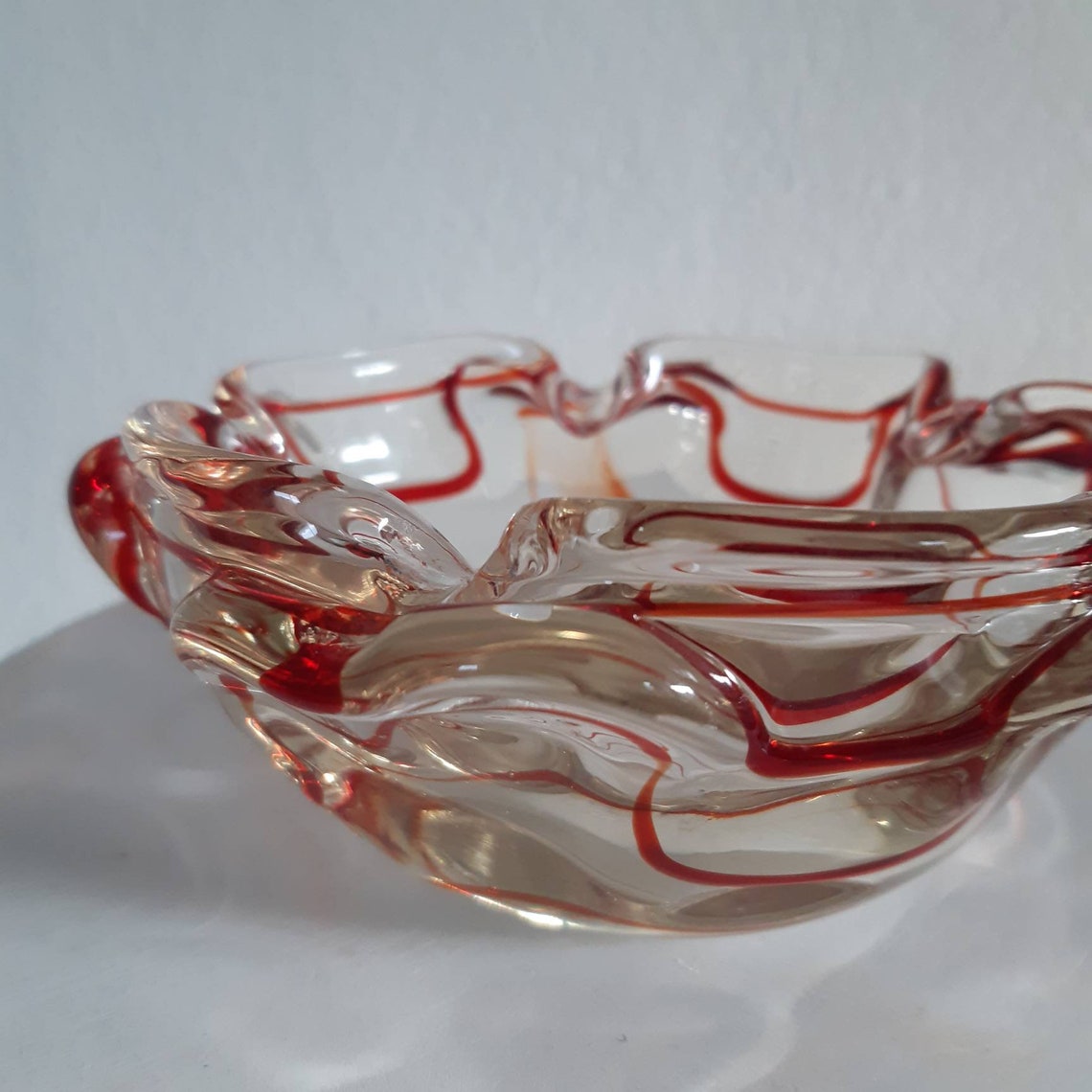 Hand Blown Bowl Small Vintage Studio Art Glass Dish Etsy