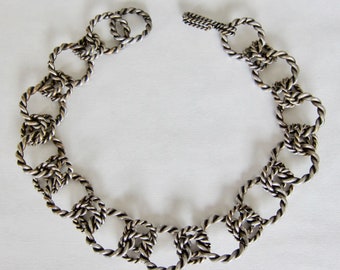 Roger Scemama 1960, rare large silver-plated twisted link necklace. Unsigned.