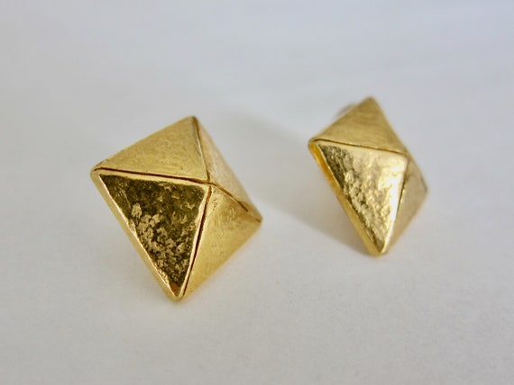 Boucles D'oreilles Clips Vintage Années 80, Dorées, Avec Signature Mystère - 3 Cm