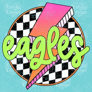 Eagles Png, Checkered Png, Retro Eagles Sublimation, Game Day Png, Eagles Shirt, Eagles Mascot Png, Neon Eagles Png, DTF, DTG #414