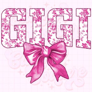 Gigi Png, Pink Toile Gigi Png, Floral Gigi Png, Chinoiserie Png, DTG, DTF, Gigi Sublimation Design, Gigi Shirt Png, Coquette Gigi Png #8