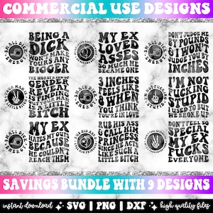 Sarcasm Png Bundle, INCLUDES 9 DESIGNS, Sarcasm Svg Bundle, Sublimation Bundle, Adult Humor Png Bundle, Retro Svg Bundle, Funny Png Bundle