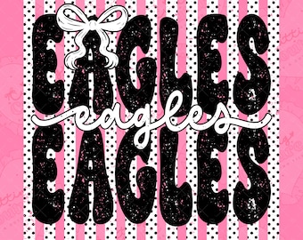 Polka Dot Preppy Stripes Eagles Png, Sublimation Design, Game Day Png, Eagles Mascot Png, Printable Design, Digital Download, DTF, DTG