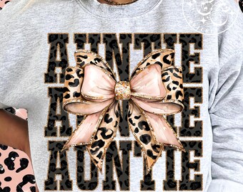 Zia Png, Zia Leopardata Glitterata Png, Zia Civettuola Png, Zia Trendy Png, Fiocco Leopardato Png, Zia Sublimazione, Maglietta Zia Png #52