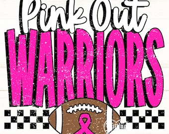 Pink Out Warriors Png, Football Pink Out Png, Breast Cancer Awareness Png, Warriors Mascot Png, Printable Design, Digital Download, DTF, DTG