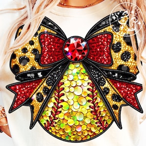 Leopard Softball Png, Sequin Softball Png, Sparkly Softball Png, Rhinestone Softball Png, Softball Sublimation, Girly Softball Png #296