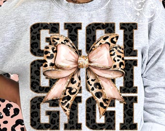 Gigi Png, Glitter Leopard Gigi Png, Coquette Gigi Png, Trendy Gigi Png, Leopard Bow Png, Gigi Sublimation Design, Gigi Shirt Png #61