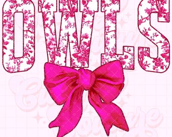 Owls Png, Pink Toile Png, Owls Sublimation, Game Day Png, Owls Shirt Png, DTF, DTG, Owls Mascot Png, Pink Owls Png #13