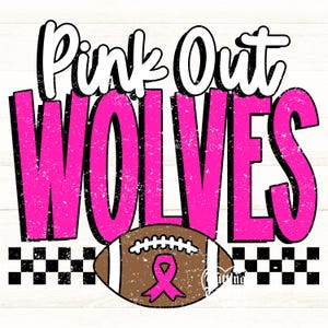 Pink Out Wolves Png, Football Pink Out Png, Breast Cancer Awareness Png, Wolves Mascot Png, Printable Design, Digital Download, DTF, DTG