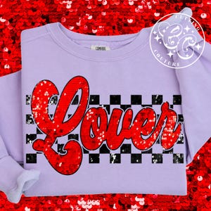 Sequin Checkered Lover Png, Retro Valentine Png, Retro Valentine's Day Png, Design de camisa de dia dos namorados, Design de sublimação de dia dos namorados #64