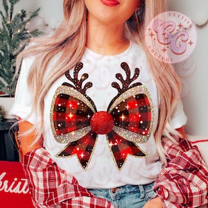 Noeud de coquette de Noël Png, Coquette de Noël Png, Noeud de renne Png, Sublimation de Noël, Conception de chemise de Noël, Père Noël Png #9