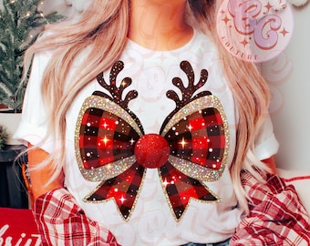 Weihnachten Kokette Schleife Png, Kokette Weihnachten Png, Rentier Schleife Png, Weihnachten Sublimationsdesign, Weihnachtshemd Design, Santa Png #9