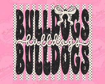 Polka Dot Preppy Stripes Bulldogs Png, Sublimation Design, Game Day Png, Bulldogs Mascot Png, Printable Design, Digital Download, DTF, DTG