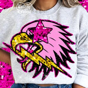 Mascota de águila preppy (Png), águilas retro (Png), rayo (Png), día de juego (Png), camiseta de las águilas (Png), mascota de las águilas rosas (Png), águila con lentejuelas (Png) #567