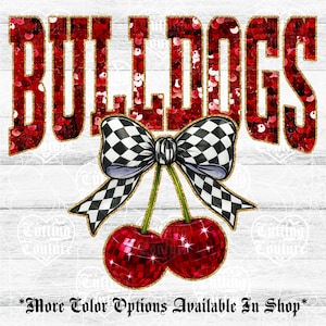 Bulldogs Png, Cherry Sequin Png, Coquette Bulldogs Sublimation, Bulldogs Shirt Png, Preppy Bulldogs Mascot Png, Maroon Bulldogs Png #314