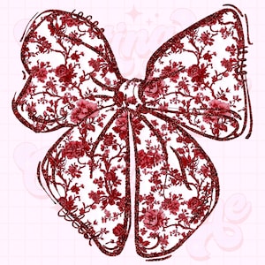 Kastanjebruine toilestrik png, chinoiseriestrik png, coquettestrik png, bloemenstrik png, handgetekende strik png, chinoiserie-sublimatie, zacht meisje png #3