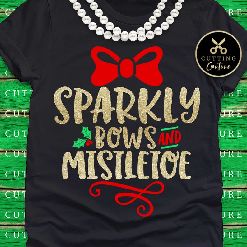 Download Christmas Svg Sparkly Bows And Mistletoe Svg Christmas ...