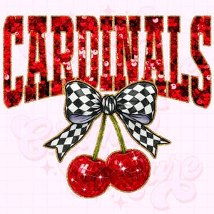 Cardinals Png, Cherry Sequin Png, Coquette Cardinals Sublimation, Cardinals Shirt Png, Preppy Cardinals Mascot Png, Red Cardinals Png #325