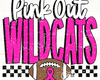 Pink Out Wildcats Png, Football Pink Out Png, Breast Cancer Awareness Png, Wildcats Mascot Png, Printable Design, Digital Download, DTF, DTG