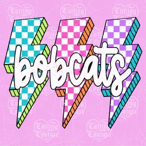 Bobcats png, geruite png, retro bobcats-sublimatie, wedstrijddag png, bobcats-shirt, bobcats-mascotte png, neon bobcats png, DTF, DTG #354