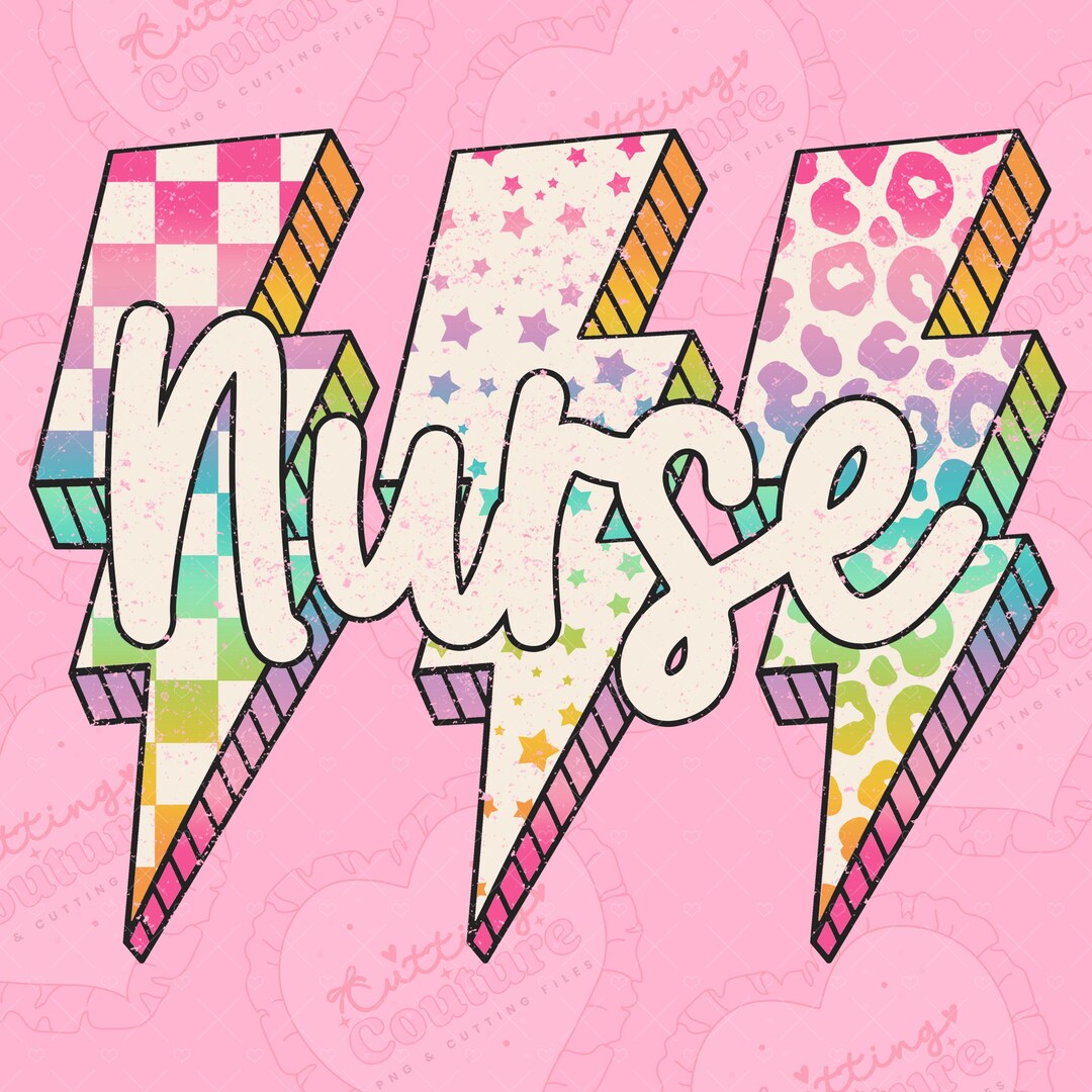 Rainbow Lightning Bolt Nurse Png, Nurse Sublimation Design, Medical Png ...