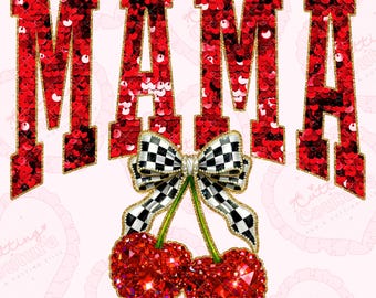 Sequin Cherry Mama Png, Mama Sublimation Design, Mother's Day Png, Mama Dtg, Mama Dtf, Printable Design, Digital Download
