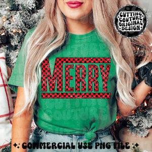 Retro Checkered Merry Png, Christmas Png, Christmas Shirt Design, Retro Christmas Png, Merry Christmas Png, Christmas Sublimation Design #1