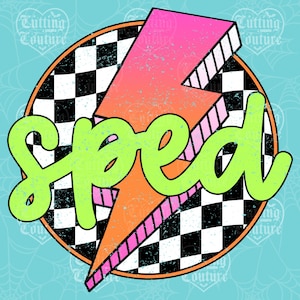 Lightning Bolt SPED Png, rentrée des classes Png, Néon Sped Shirt Png, Png rétro, Png damier, Png pour l'éducation spéciale, DTF, DTG #31