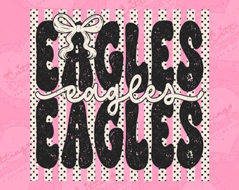 Polka Dot Preppy Stripes Eagles Png, Sublimation Design, Game Day Png, Eagles Mascot Png, Printable Design, Digital Download, DTF, DTG