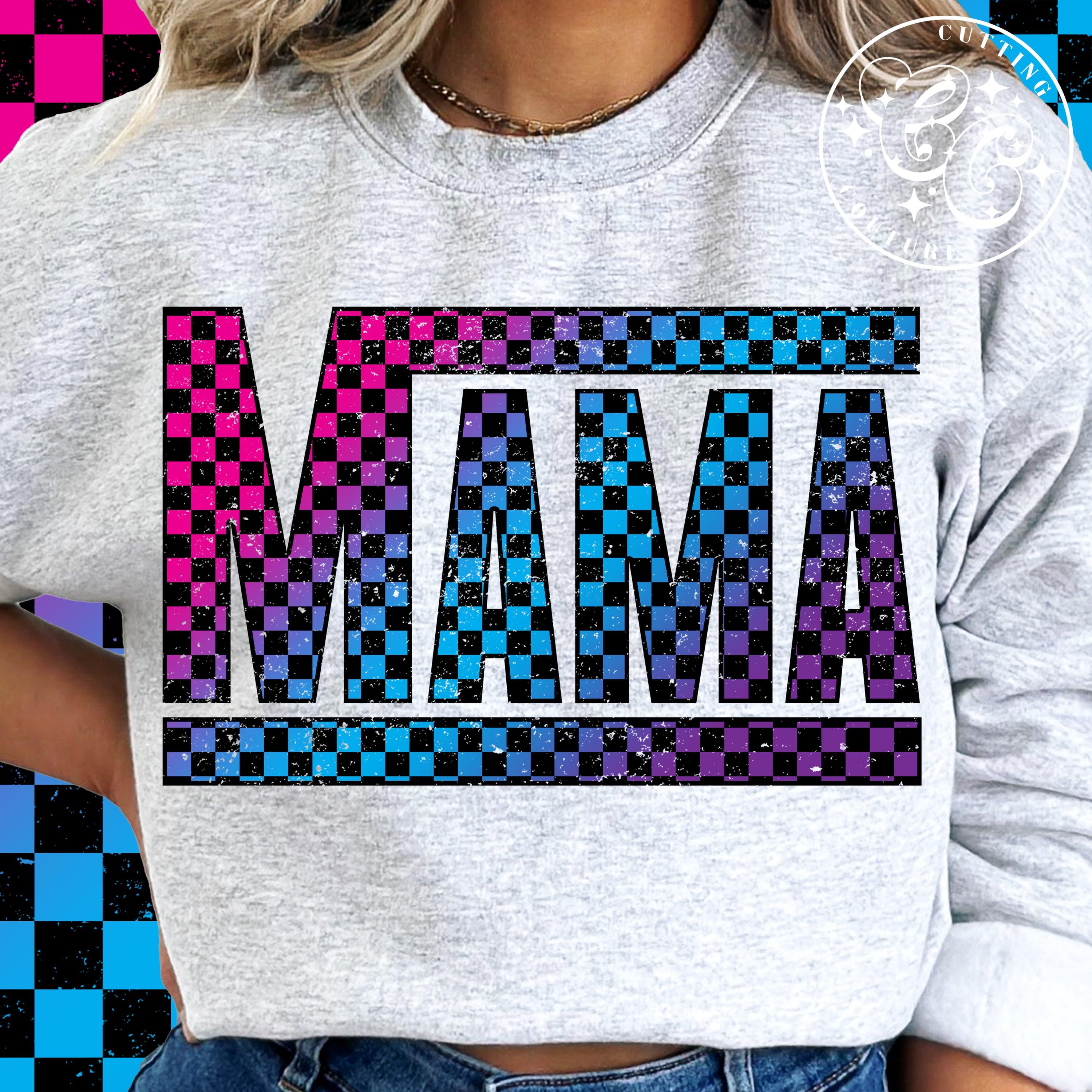 Checkered Mama Png, Retro Mama Png, Rainbow Mama Png, Mom