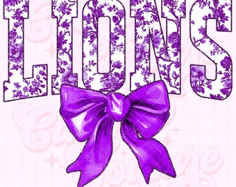 Lions Png, Purple Toile Png, Lions Sublimation Design, Game Day Png, Lions Shirt Png, DTF, DTG, Lions Mascot Png, Purple Lions Png #23